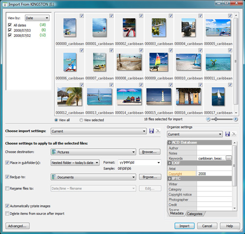 ACDSee importing images