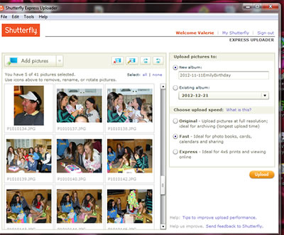 Shutterfly Express Uploader uploads images up to 4x faster